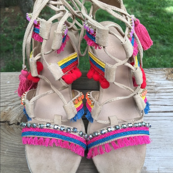 Chaussures à Plateforme à Lanières Charlotte Russe Taille 7 - Très Mignonnes Et Stylées - Occasion